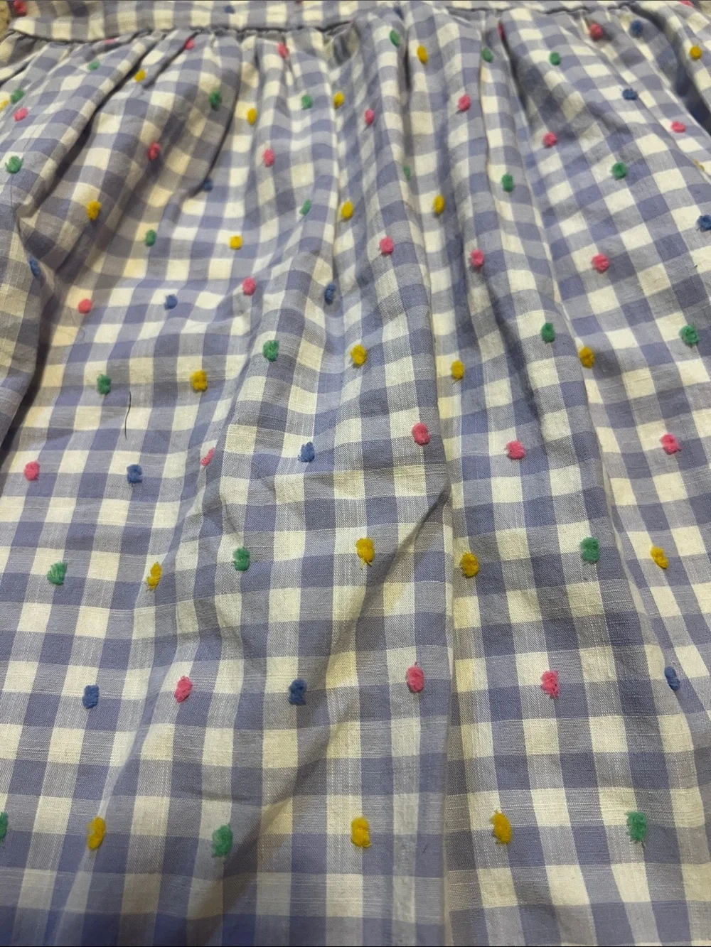 GAP Blue Gingham Sundress with Multicolor Dot Accents